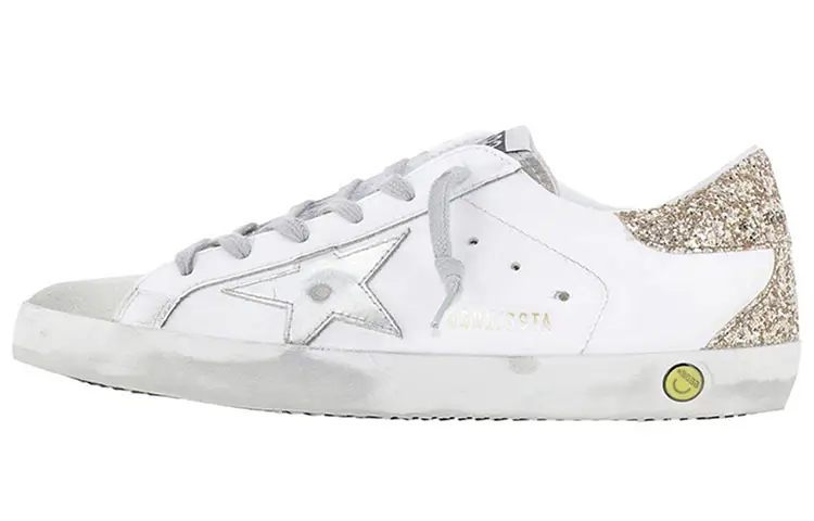 Golden Goose Super Star Low top Stylish Skateboarding Shoes Women's White Distressed