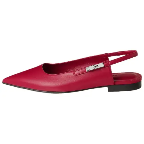 HERMES Lovely Leather Casual Shoes 1cm Women's Raspberry Pink
