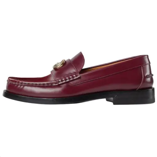 GUCCI Double G Leather Loafers Women's Red