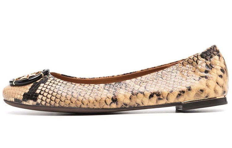 TORY BURCH Tang Libaiqi snake print ballet flats women's yellow