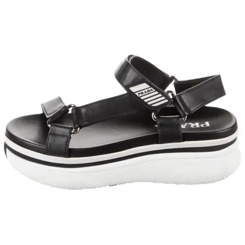 PRADA Leather One Strap Sandals 6.4cm Women's Black