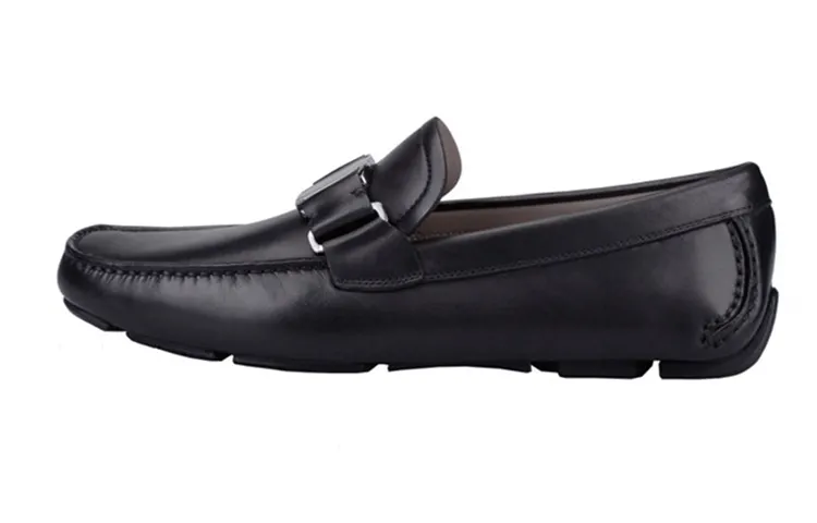 FERRAGAMO Vara Cow Leather Casual Shoes Men's Black