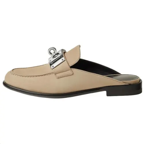 HERMES Lota Closed Toe Slippers 2cm Women's Camel