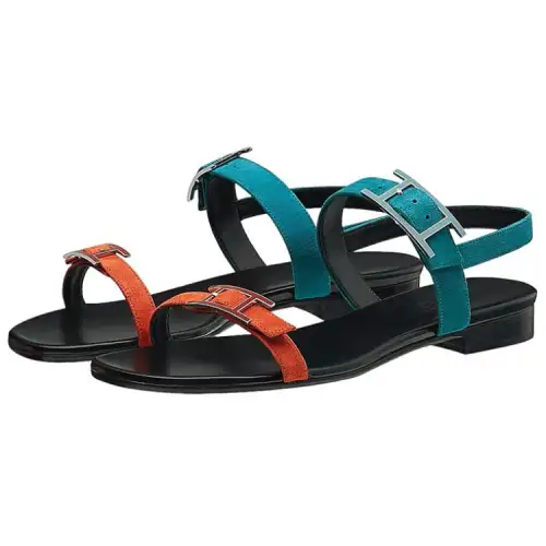 HERMES Cristal One Strap Sandals Women's Velvet Blue