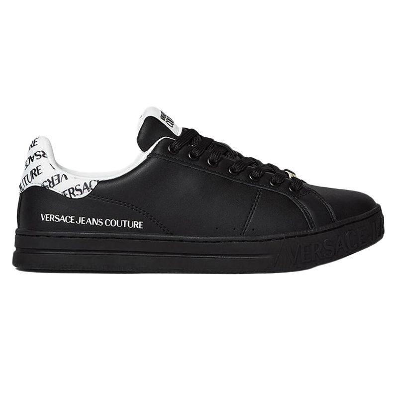 VERSACE JEANS COUTURE COURT 88 Logo Cow Leather Stylish Skateboarding Shoes Men's Black