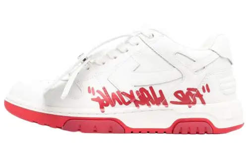 OFF WHITE Out Of Office 'OOO' Low Tops For Walking White White Red SS22
