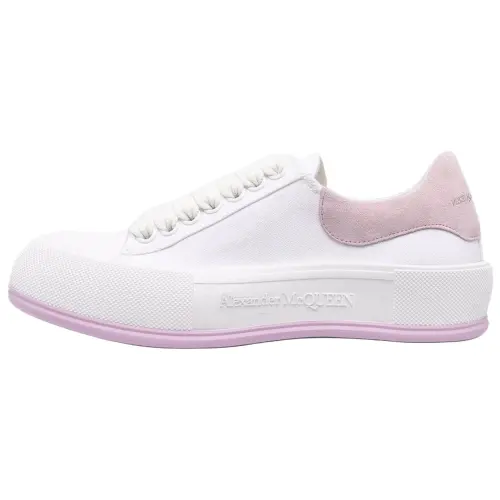 Alexander McQueen Deck Skate Plimsoll Lace Up White Pink Women's