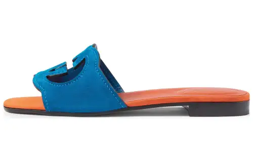 GUCCI Interlocking Quick Dry Slide Slippers Women's Orange Blue