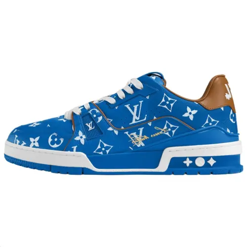 LOUIS VUITTON Trainer Cow Leather Low top Skateboard Shoes Men's Sea Blue