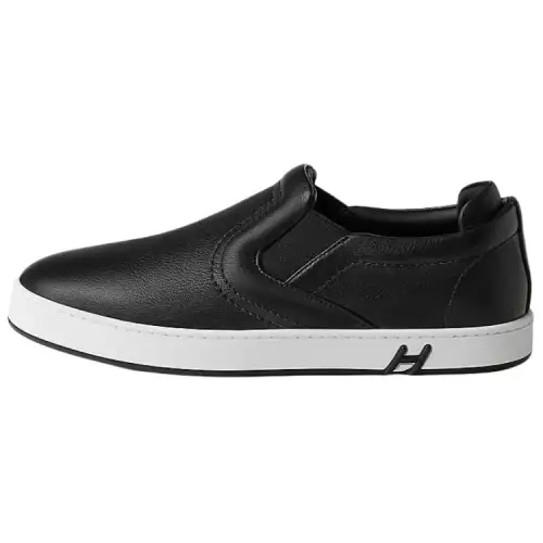 HERMES Lucky Calfskin Casual Shoes Women's Black