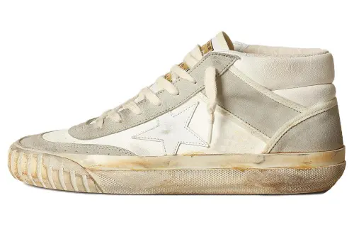 Golden Goose Mid Star Leather Mid top Skateboard Shoes Men's White Distressed