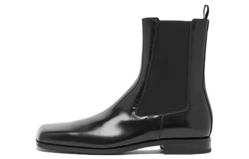 PRADA Leather Short Chelsea Boots Men's Black