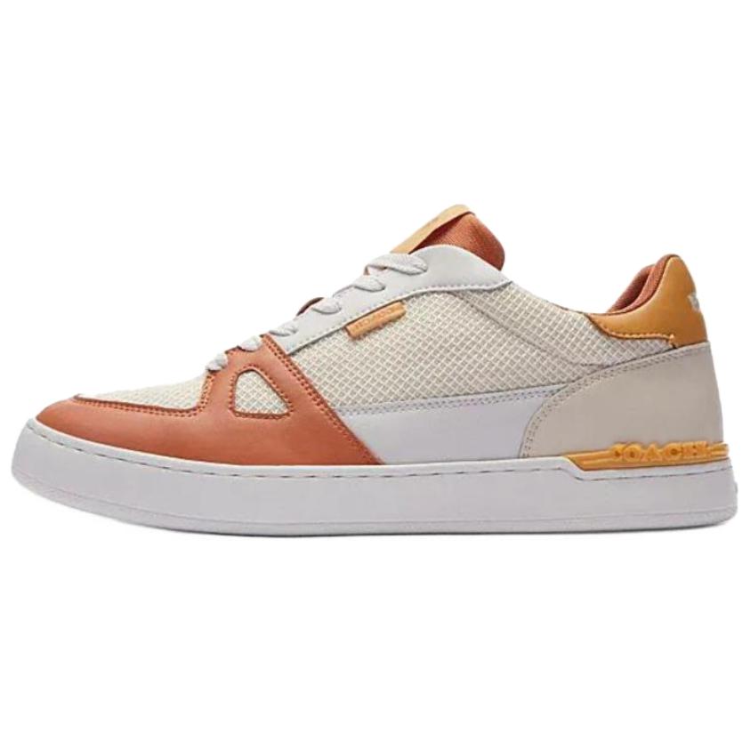 COACH Clip Textile, Synthetic Leather, Split Cow Leather Low top Skateboard Shoes Men's Orange