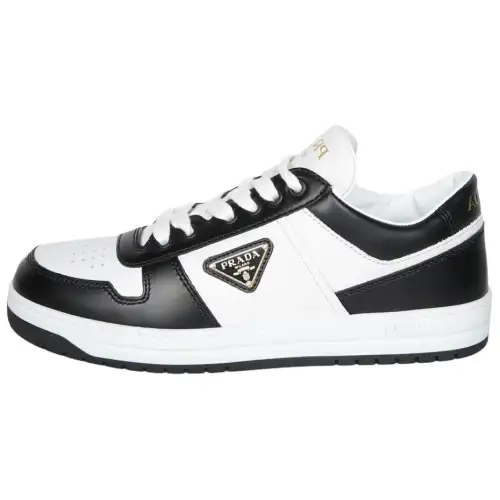 PRADA Downtown Leather Low top Skateboard Shoes Women's Black White