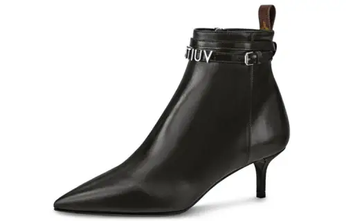 LOUIS VUITTON Call Back Cow Leather Fashion Ankle Boots Women's Black