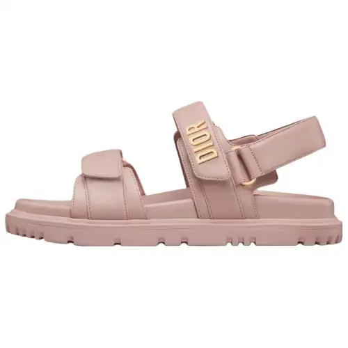 DIOR Dioract Leather Beach Sandals Women's Nude Pink