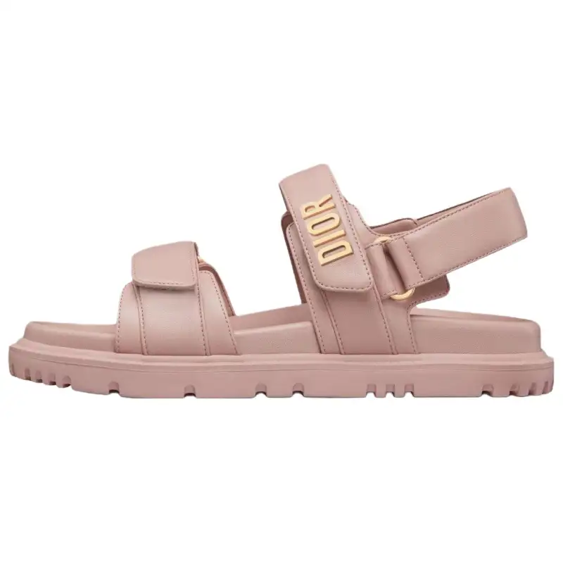 DIOR Dioract Leather Beach Sandals Women's Nude Pink