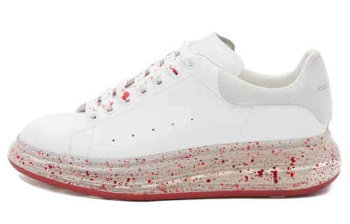 Alexander McQueen Alexander McQueen Oversized Sneaker Smooth Calf Leather Transparent Painted Sole Casual Low Top Fashion Sneakers Men's White