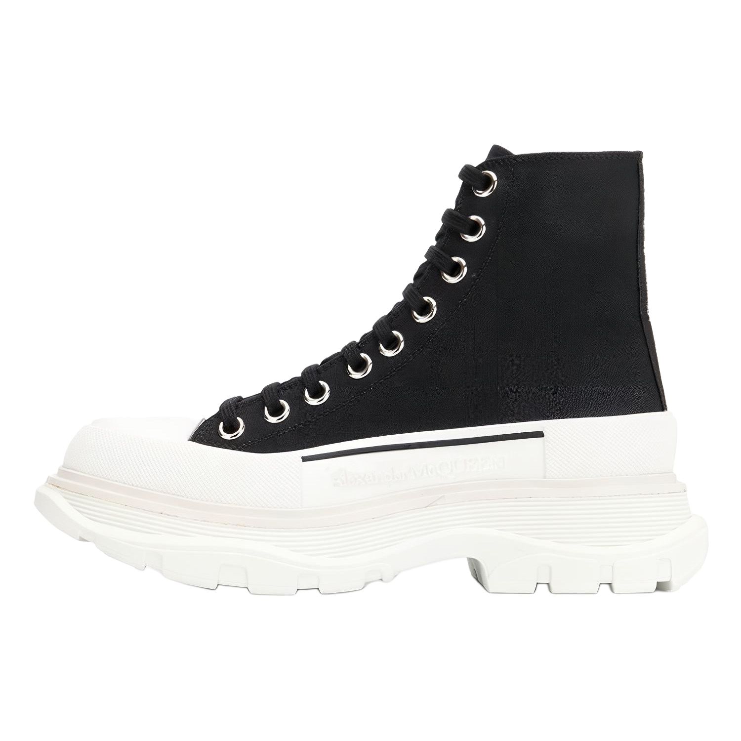 Alexander McQueen Alexander McQueen Tread Slick canvas high-top round toe thick sole short-tube Martin boots for women