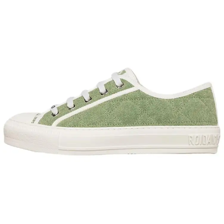 DIOR Walk'N'DIOR Low Top Green Faded Cannage Embroidered Denim Women's