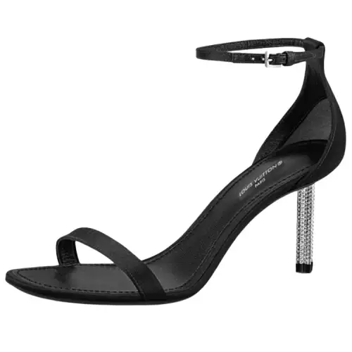 LOUIS VUITTON Leather One Strap Sandals Women's Black