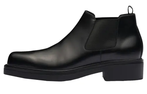 PRADA Leather Short Chelsea Boots Men's Black