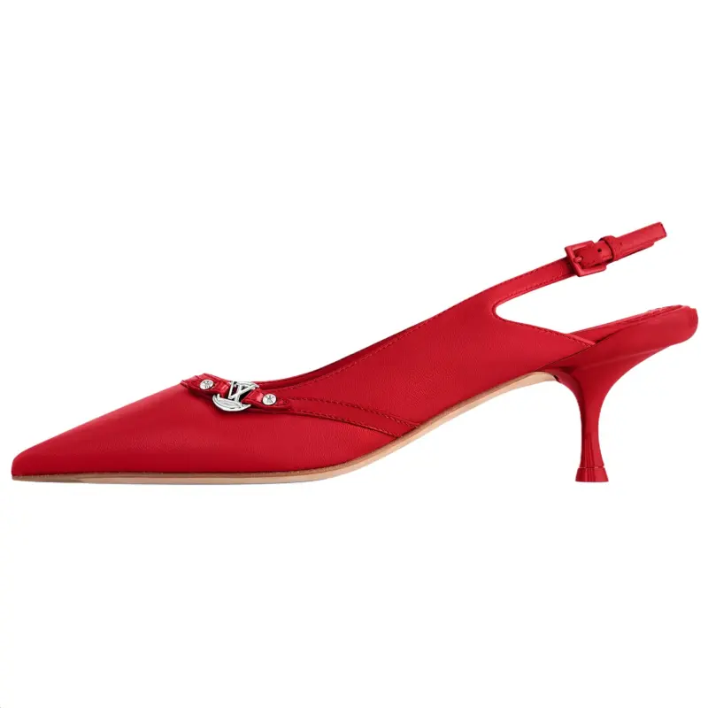 LOUIS VUITTON 6AM Sheepskin Slim Heel High Heels 5.5cm Women's Red