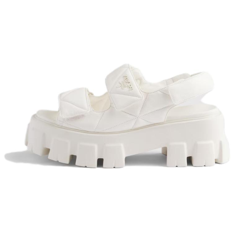 PRADA Monolith Sheepskin One Strap Sandals 5.5cm Women's White