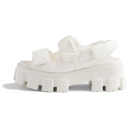 PRADA Monolith Sheepskin One Strap Sandals 5.5cm Women's White