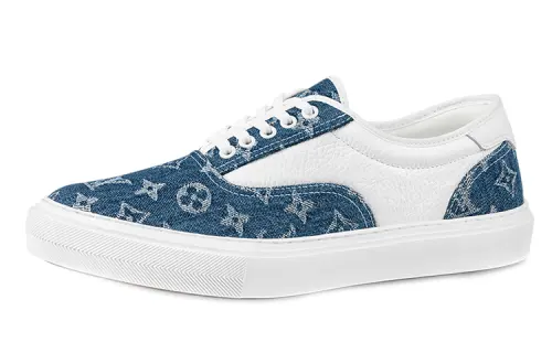 LOUIS VUITTON Trocadero Casual Low top Stylish Skateboarding Shoes Men's White Blue