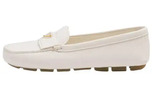 PRADA Leather Casual Shoes Women's White