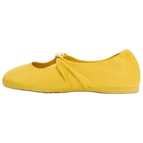 LOEWE Pebble Sheepskin Flat Mary Jane Shoes Women's Yellow