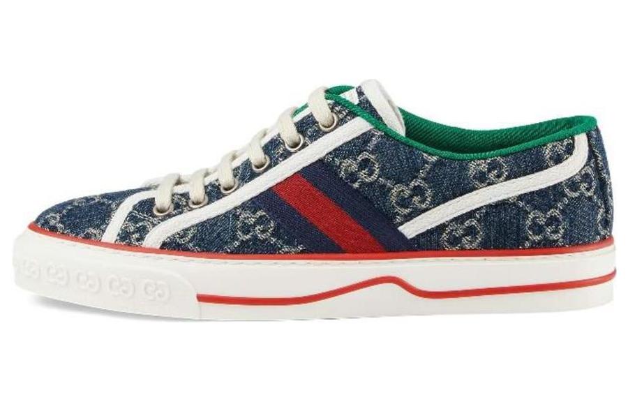 Женские кеды Gucci Tennis 1977 Denim (сине-красные)