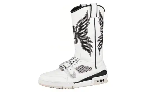 LOUIS VUITTON Trainer Knee high Boots Men's White Black