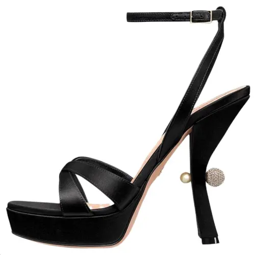 DIOR Tribales One Strap Sandals 12cm Women's Black