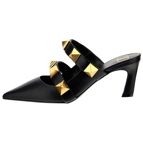 Valentino Roman Stud Slim Heel High Heels 6.5cm Women's Black