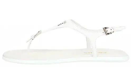 PRADA Leather One Strap Sandals Women's White