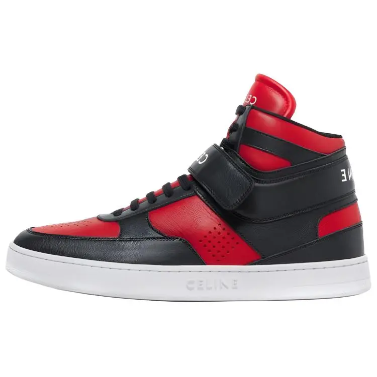 CELINE CT-03 Leather High-Top Sneakers Red Black