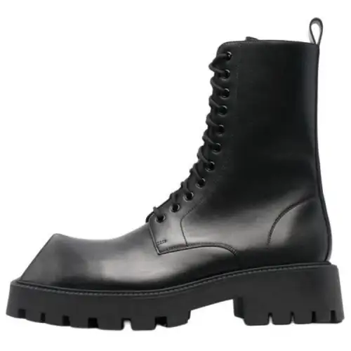 Balenciaga Rhino 25mm Lace Up Boots 'Black Smooth Calfskin'