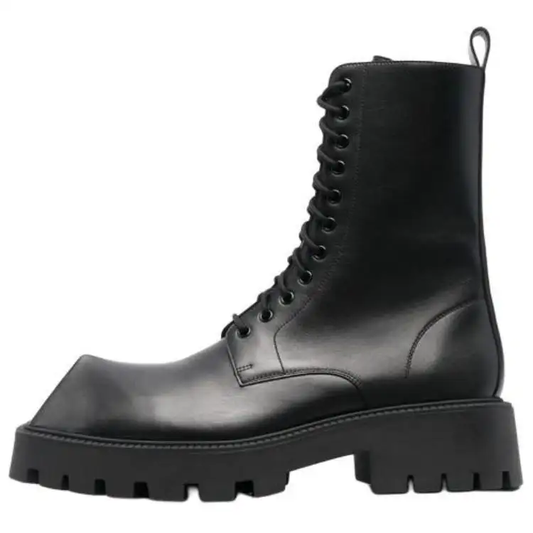 Balenciaga Rhino 25mm Lace Up Boots 'Black Smooth Calfskin'