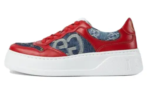 GUCCI Leather Low top Casual Shoes Women's Red Blue
