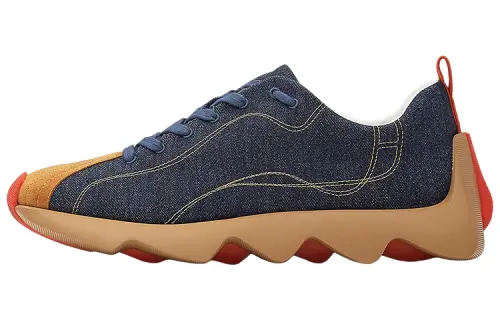 HERMES Envol Denim, Leather Low top Casual Shoes Men's Blue Black