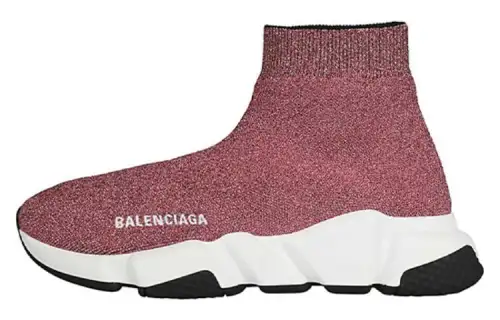 Balenciaga Speed Lurex Knit Metallic Pink Women's