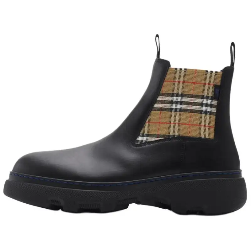 Burberry Calfskin Short Chelsea Boots Men's Black