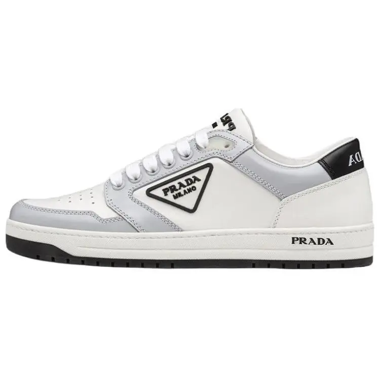 PRADA District Leather Sneakers 'White Grey' Women's