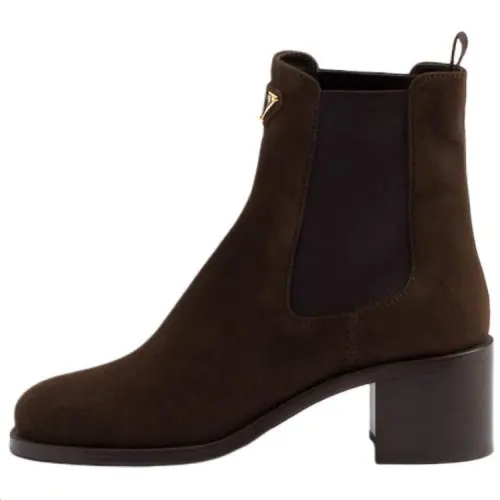 PRADA Short Chelsea Boots 5.5cm Women's Dark Brown