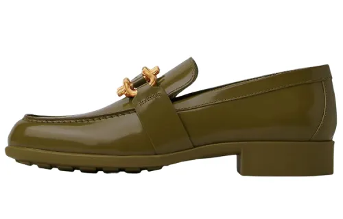 Bottega Veneta Monsieur Leather Casual Loafers Shoes Women's Green