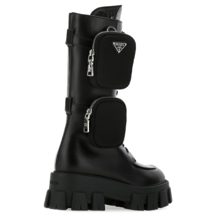 PRADA Monolith Knee high Boots Women's Black