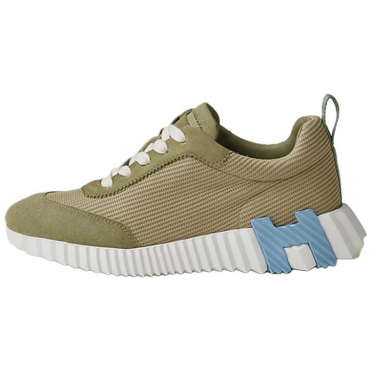 HERMES Bouncing Fabric Low top Casual Shoes Women's Celadon Green