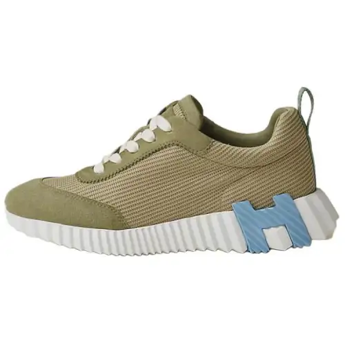HERMES Bouncing Fabric Low top Casual Shoes Women's Celadon Green